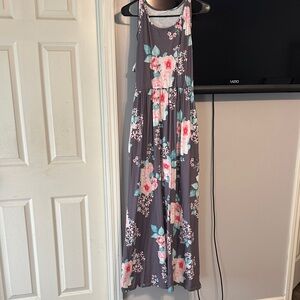 Floral Gray Maxi Dress